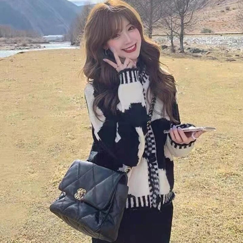 Jakas Sieviešu Vintage Vienkārši Šiks Modes Kawaii Džemperi Stilīgi Jaunas Koledžas Meitenes Garām Piedurknēm Trikotāžas Apģērbi Sueter Mujer