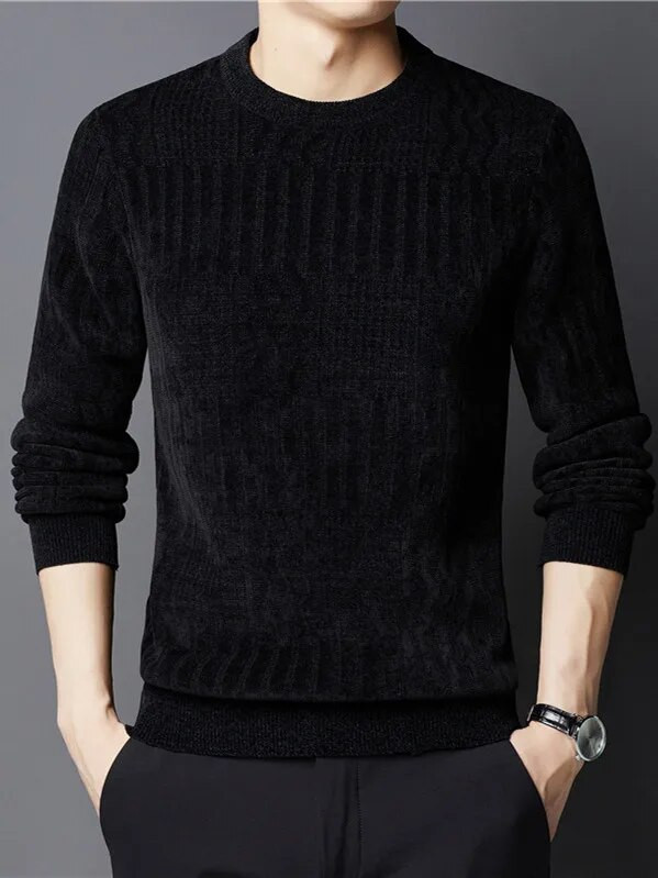 2023. gada rudens, ziemas šenila džemperis jauniešiem, ikdienas silts modes džemperis, vīriešu džemperis ar samta apakšu, 4 XL