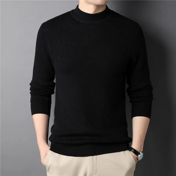 2023 Чисто нов мъжки кашмирен пуловер с половин висока яка Мъжки пуловери Плетени пуловери за мъже Младежки тънък трикотаж Мъжки пуловер