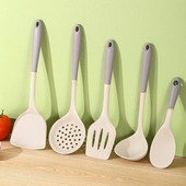 1 db/szett szilikon tejfehér, szürke, kétszínű konyhai edénykészlet magas hőmérsékletnek ellenálló és tapadásmentes edényekhez