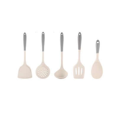 1 db/szett szilikon tejfehér, szürke, kétszínű konyhai edénykészlet magas hőmérsékletnek ellenálló és tapadásmentes edényekhez