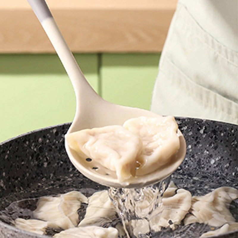 1 db/szett szilikon tejfehér, szürke, kétszínű konyhai edénykészlet magas hőmérsékletnek ellenálló és tapadásmentes edényekhez