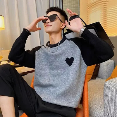 Vīriešu apģērbi bez kapuces Trikotāžas džemperi vīriešiem Zaļi svītraini džemperi Ikdienas kokvilnas bieza ziema 2023 Trend X Džemperi A Fun