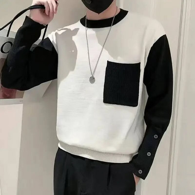 Vīriešu apģērbi bez kapuces Trikotāžas džemperi vīriešiem Zaļi svītraini džemperi Ikdienas kokvilnas bieza ziema 2023 Trend X Džemperi A Fun