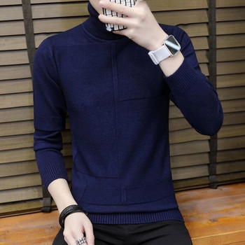 Trend Ανδρικό μονόχρωμο πουλόβερ με μακρυμάνικο ζεστό πλεκτό ζιβάγκο Ανδρικά ρούχα Torneira