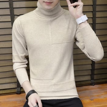 Trend Ανδρικό μονόχρωμο πουλόβερ με μακρυμάνικο ζεστό πλεκτό ζιβάγκο Ανδρικά ρούχα Torneira