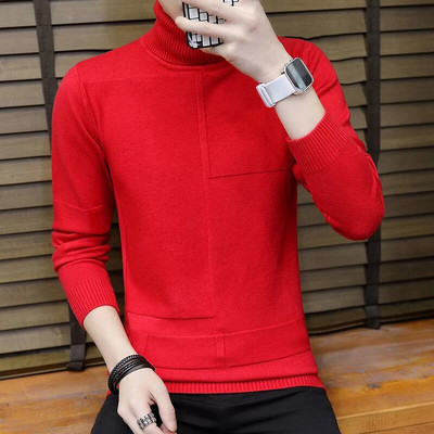 Trend Ανδρικό μονόχρωμο πουλόβερ με μακρυμάνικο ζεστό πλεκτό ζιβάγκο Ανδρικά ρούχα Torneira