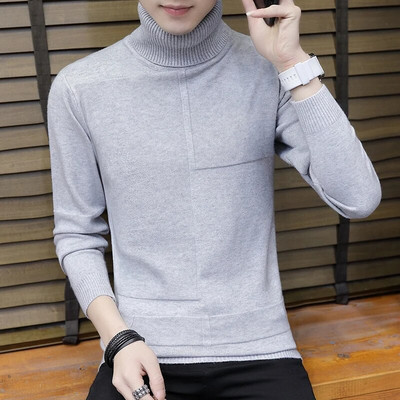 Trend Ανδρικό μονόχρωμο πουλόβερ με μακρυμάνικο ζεστό πλεκτό ζιβάγκο Ανδρικά ρούχα Torneira