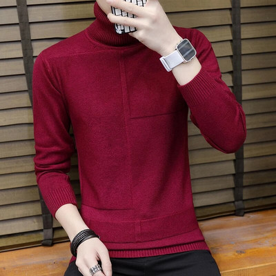 Trend Ανδρικό μονόχρωμο πουλόβερ με μακρυμάνικο ζεστό πλεκτό ζιβάγκο Ανδρικά ρούχα Torneira