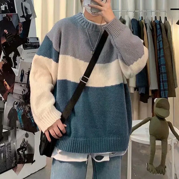 Есенно-зимна мода Темперамент Корейски пачуърк пуловери Мъжки прости свободни дебели топли ежедневни мъжки пуловери Streetwear Дрехи
