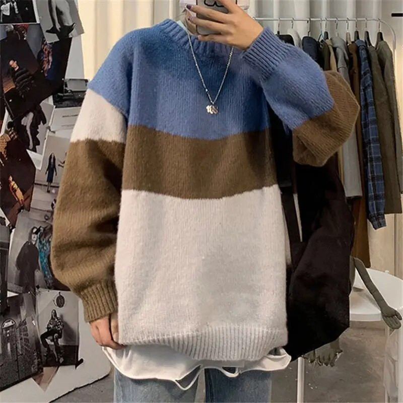 Rudens ziemas mode Temperaments korejiešu savārstījums Džemperi Vīriešu Vienkāršs Brīvs Biezs Silts Ikdienišķs Vīriešu Pulovers Ielu apģērbs Apģērbs