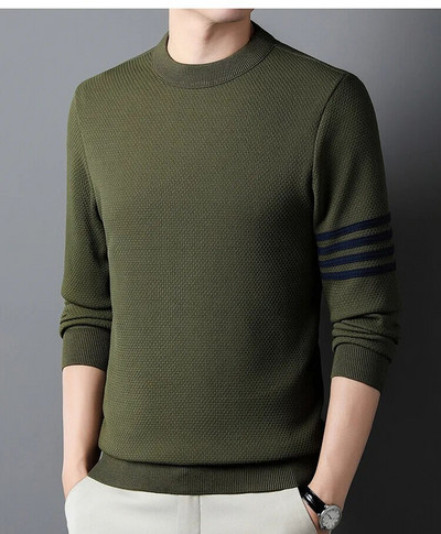 Vyriškas žieminis megztinis su apvaliu kaklu Laisvas jaunystės mados Miesto Paprastas Pietų Korėjos Madingas šiltas ananasų pledas Trijų juostų megztinis