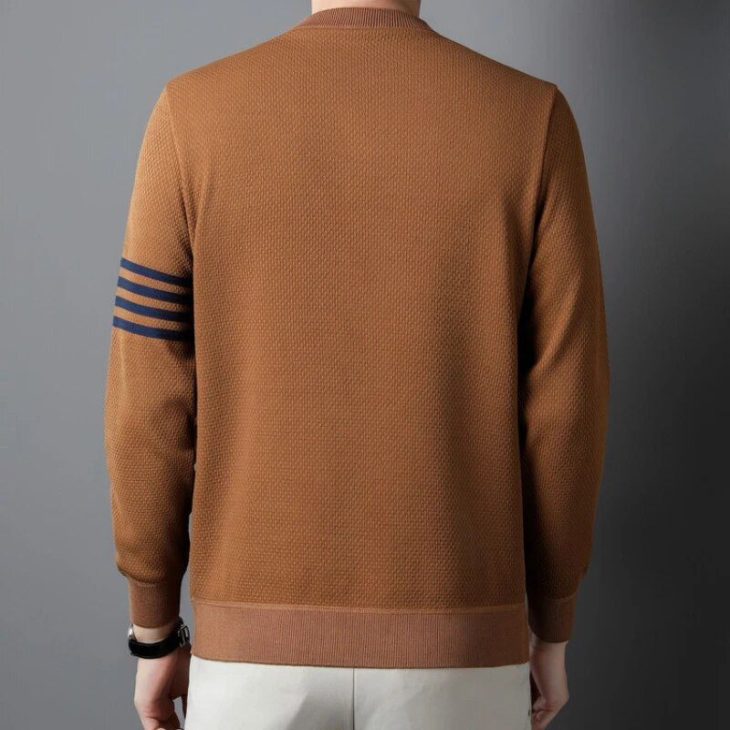 Vyriškas žieminis megztinis su apvaliu kaklu Laisvas jaunystės mados Miesto Paprastas Pietų Korėjos Madingas šiltas ananasų pledas Trijų juostų megztinis