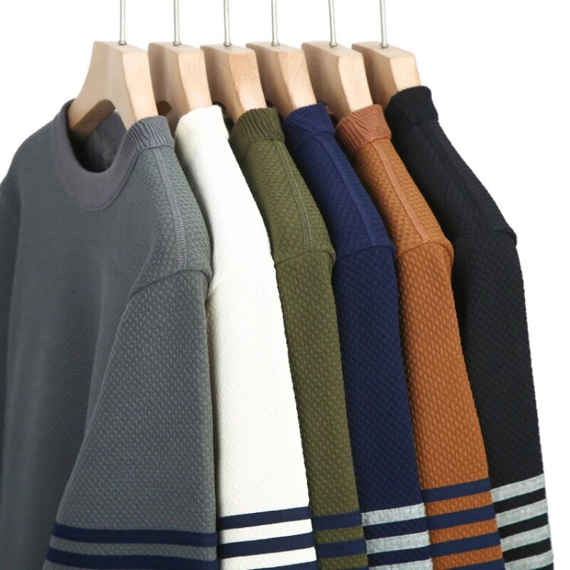 Vyriškas žieminis megztinis su apvaliu kaklu Laisvas jaunystės mados Miesto Paprastas Pietų Korėjos Madingas šiltas ananasų pledas Trijų juostų megztinis