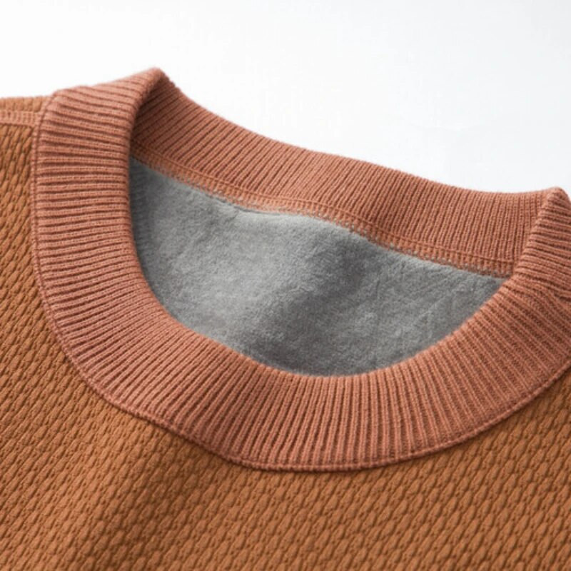 Vyriškas žieminis megztinis su apvaliu kaklu Laisvas jaunystės mados Miesto Paprastas Pietų Korėjos Madingas šiltas ananasų pledas Trijų juostų megztinis