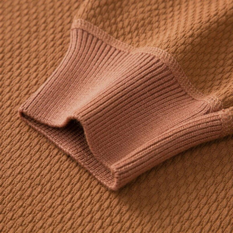 Vyriškas žieminis megztinis su apvaliu kaklu Laisvas jaunystės mados Miesto Paprastas Pietų Korėjos Madingas šiltas ananasų pledas Trijų juostų megztinis