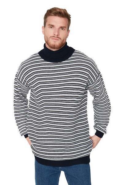 Trendyol vīriešu svītrains džemperis ar garām piedurknēm