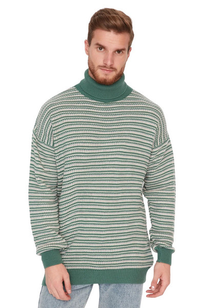 Trendyol vīriešu svītrains džemperis ar garām piedurknēm