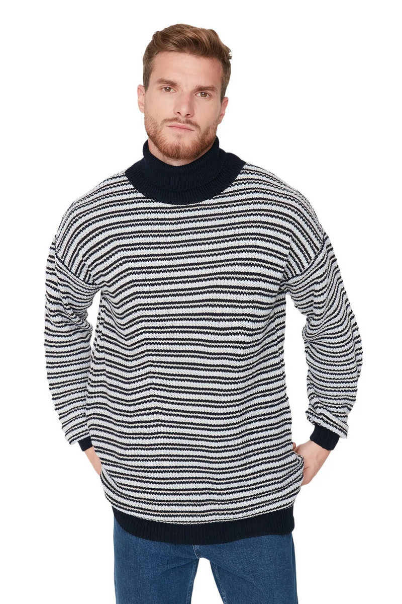 Trendyol vīriešu svītrains džemperis ar garām piedurknēm