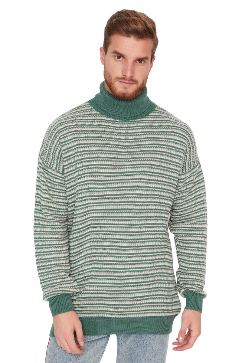 Trendyol vīriešu svītrains džemperis ar garām piedurknēm