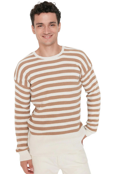 Trendyol vīriešu svītrains džemperis ar garām piedurknēm