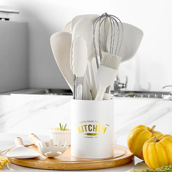 Νέα λευκή σιλικόνη μαγειρικά σκεύη 1 τεμ αντικολλητική κατσαρόλα μαγειρικής κουζίνας Μαγειρικά σκεύη Σπάτουλα Αυγοχτυπητές φτυάρι Σούπα Κουτάλι κουζίνα gadget