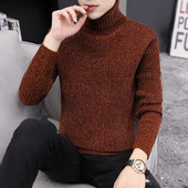 Őszi téli férfi garbós pulóver Férfi kötő pulóver Rollneck kötött pulóver meleg férfi pulóver karcsúsított alkalmi pulóver