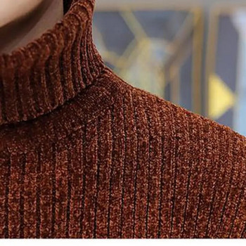 Есен Зима Мъжки пуловер с висока яка Мъжки пуловери за плетене Плетен пуловер с висока яка Топъл мъжки джъмпер Slim Fit Ежедневен пуловер