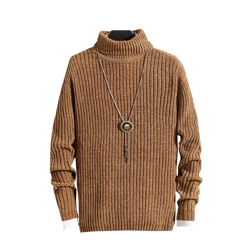 Őszi téli férfi garbós pulóver Férfi kötő pulóver Rollneck kötött pulóver meleg férfi pulóver karcsúsított alkalmi pulóver