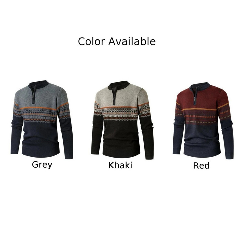 Ανδρικό φούτερ πουλόβερ με φερμουάρ 1/4 O σακάκι με ριγέ Ζεστό Fleece Πουλόβερ Μακρυμάνικο Φθινοπωρινό Χειμώνα Ζεστό Πλεκτό Μπλουζ