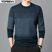 Augstas kvalitātes rudens biznesa ikdienas džemperis vīriešu žakarda svītru trikotāžas džemperis džemperis vīriešu apģērbs