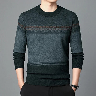 Augstas kvalitātes rudens biznesa ikdienas džemperis vīriešu žakarda svītru trikotāžas džemperis džemperis vīriešu apģērbs