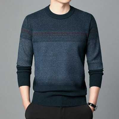 Augstas kvalitātes rudens biznesa ikdienas džemperis vīriešu žakarda svītru trikotāžas džemperis džemperis vīriešu apģērbs
