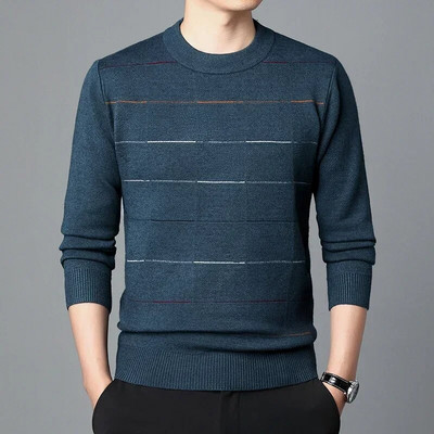 Augstas kvalitātes rudens biznesa ikdienas džemperis vīriešu žakarda svītru trikotāžas džemperis džemperis vīriešu apģērbs