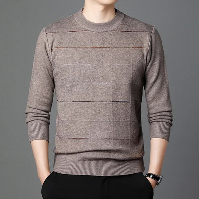 Augstas kvalitātes rudens biznesa ikdienas džemperis vīriešu žakarda svītru trikotāžas džemperis džemperis vīriešu apģērbs
