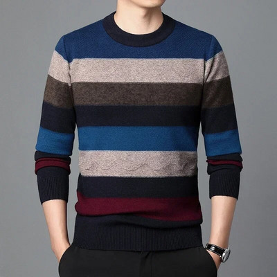 Augstas kvalitātes rudens biznesa ikdienas džemperis vīriešu žakarda svītru trikotāžas džemperis džemperis vīriešu apģērbs