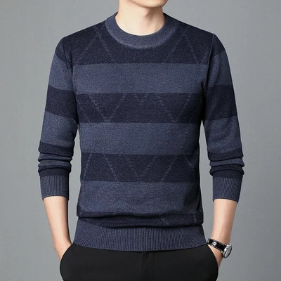 Augstas kvalitātes rudens biznesa ikdienas džemperis vīriešu žakarda svītru trikotāžas džemperis džemperis vīriešu apģērbs