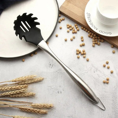 Crna silikonska lopata Lopatica Žlica za juhu s rezancima Ručka od nehrđajućeg čelika Posuđe za kuhanje Kuhinjski alati za kuhanje 1 KOM