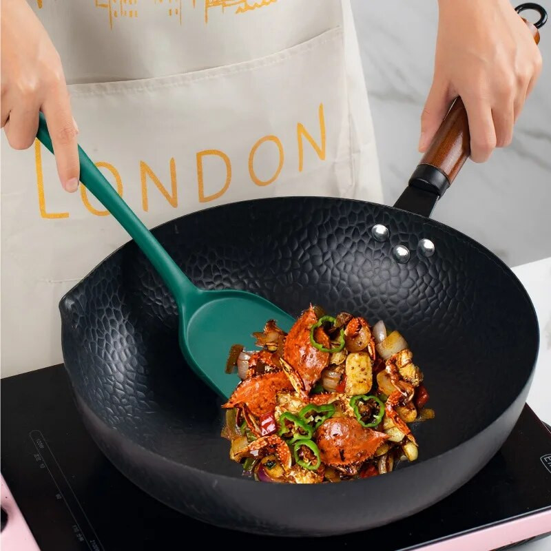 Karstumizturīgs silikona gatavošanas piederumu komplekts Zaļā lāpstiņa zupas karote Ota kauss Makaronu caurduris Nepiedegošie virtuves piederumi Virtuves rīki