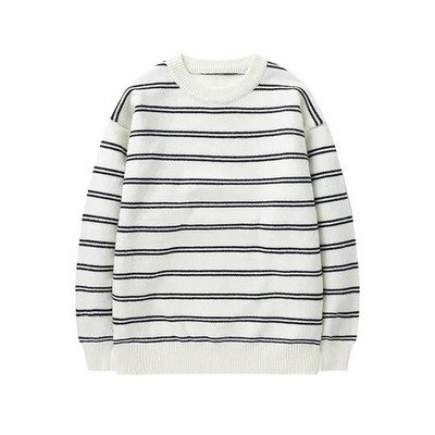 Megztinis Vyriškas megztinis Medvilniniai dryžuoti laisvi megztiniai Vyriški rudens žiemos mados megztiniai Vyriški Harajuku megztiniai Pagrindiniai džemperiai berniukui