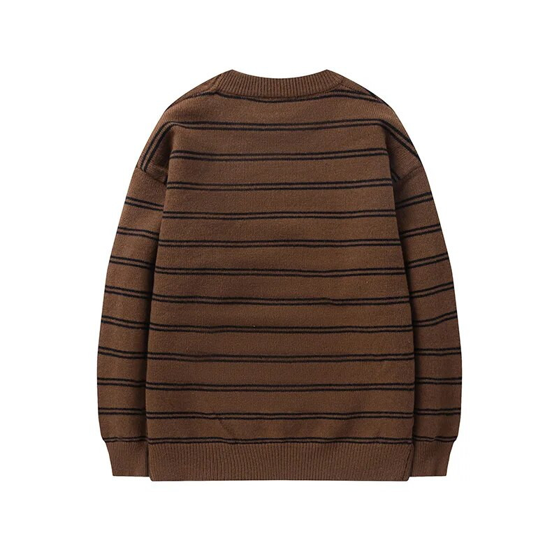 Megztinis Vyriškas megztinis Medvilniniai dryžuoti laisvi megztiniai Vyriški rudens žiemos mados megztiniai Vyriški Harajuku megztiniai Pagrindiniai džemperiai berniukui