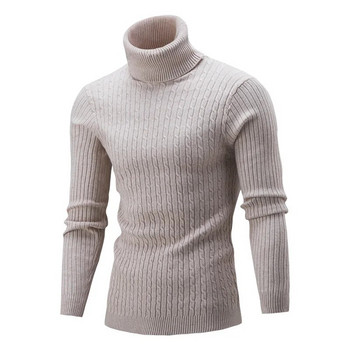 Нов пуловер Twist Knit Sweater Slim-крой водолазка плетен пуловер Slim-fit Vintage пуловер мъжки дрехи
