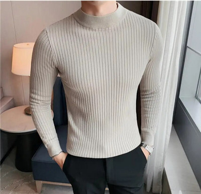 2023. gada ziemas vīriešu džemperi ar apkakli, biezi, silti, džemperis ar augstu kakla izgriezumu.