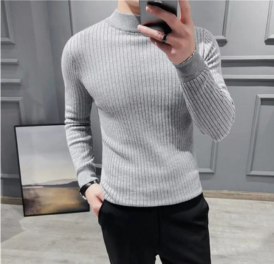 2023. gada ziemas vīriešu džemperi ar apkakli, biezi, silti, džemperis ar augstu kakla izgriezumu.