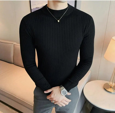 2023. gada ziemas vīriešu džemperi ar apkakli, biezi, silti, džemperis ar augstu kakla izgriezumu.