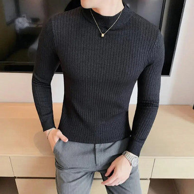 2023. gada ziemas vīriešu džemperi ar apkakli, biezi, silti, džemperis ar augstu kakla izgriezumu.