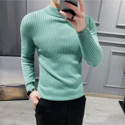 2023. gada ziemas vīriešu džemperi ar apkakli, biezi, silti, džemperis ar augstu kakla izgriezumu.