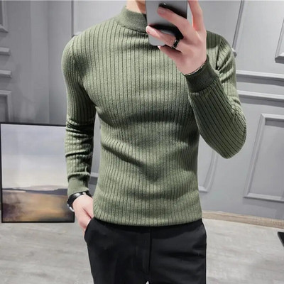 2023. gada ziemas vīriešu džemperi ar apkakli, biezi, silti, džemperis ar augstu kakla izgriezumu.