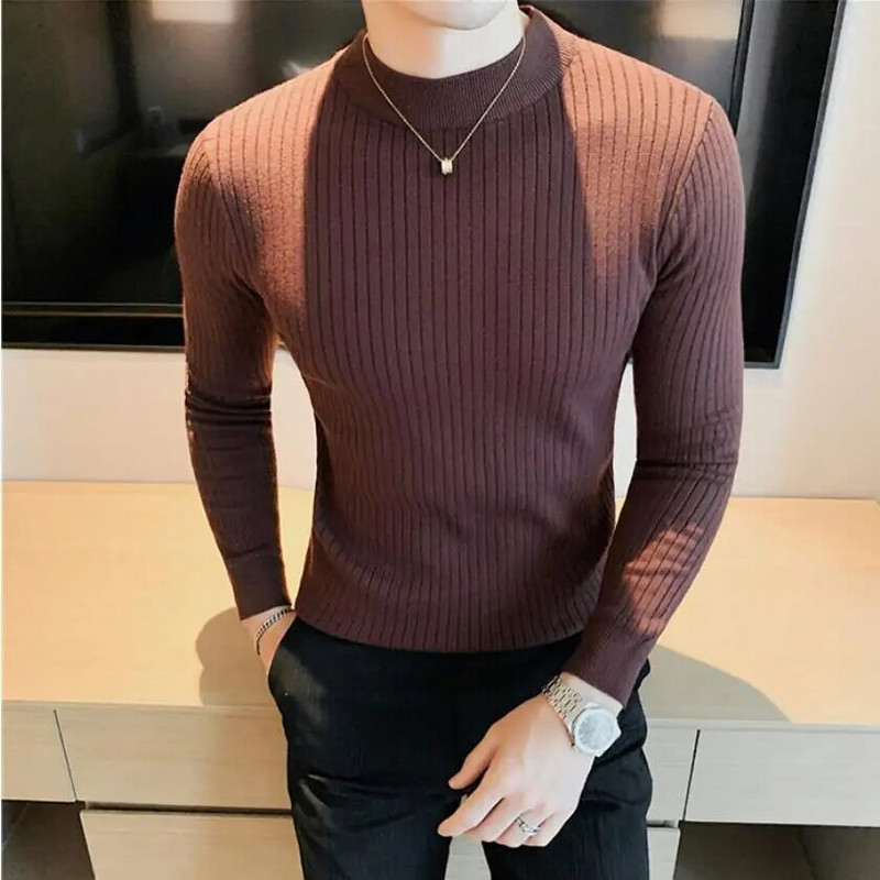 2023. gada ziemas vīriešu džemperi ar apkakli, biezi, silti, džemperis ar augstu kakla izgriezumu.