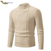 Jauns vīriešu pieguļošs trikotāžas džemperis ikdienas biezām svītrām, silts, vienkrāsains džemperis džemperis ziemas džemperis